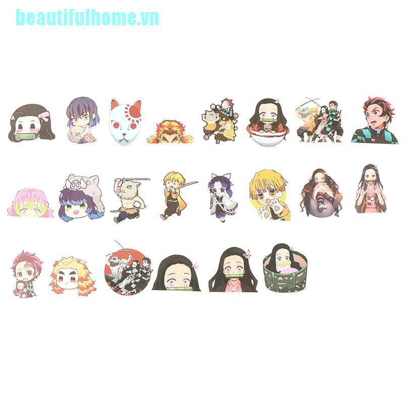 Bộ 50 Miếng Dán PVC Chống Thấm Nước Họa Tiết Anime Demon Slayer Trang Trí laptop / Va Li /