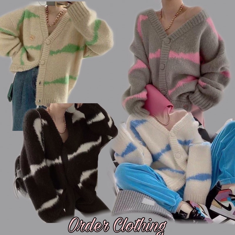 ÁO CARDIGAN LEN LÔNG MỊN DÀY LOANG MÀU