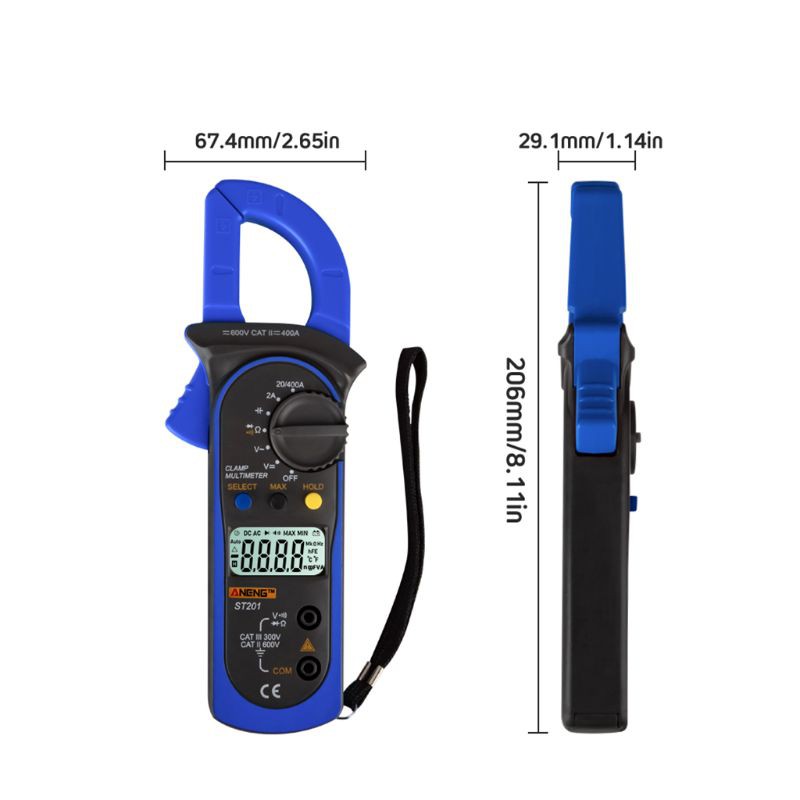 Đồng hồ đo vạn năng kỹ thuật số DC AC ST-201 True RMS LCD đa chức năng chất lượng cao