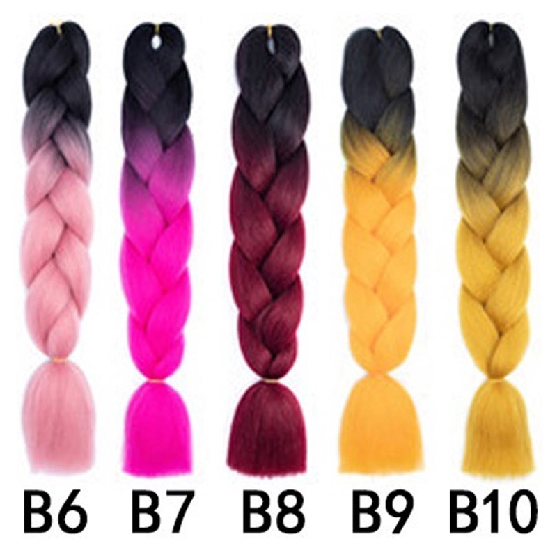 Bộ Tóc Nối Bím Giả Ombre 24'' 100g Màu Xám Đen