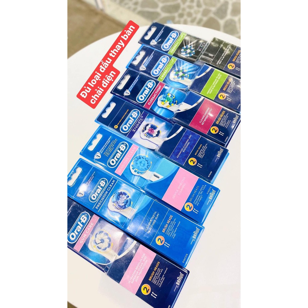 Set 2 đầu bàn chải điện Oral B  cho người lớn dễ dàng thay thế.
