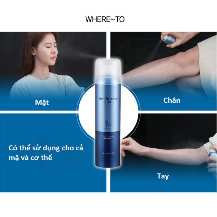 Xịt Chống Nắng Chống Trôi, Giảm Nhiệt, Làm Mát Da Wellderma G PLus Cooling Sun Spray 180ml | BigBuy360 - bigbuy360.vn