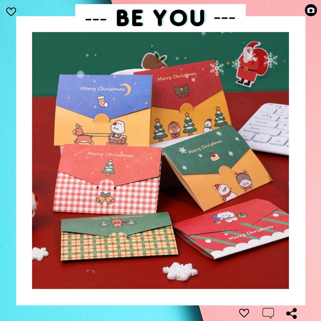 Thiệp Giáng Sinh Năm Mới Cute, Thiệp Noel Đơn Giản - BEYOU