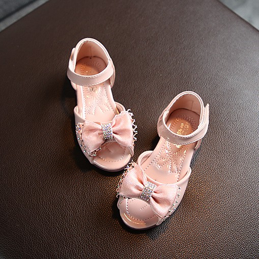Giày Sandal bé gái kiểu dáng đính nơ điệu đà cho bé gái 2-5 tuổi