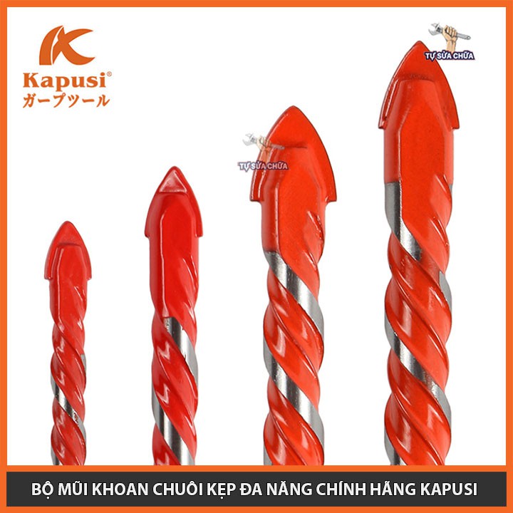 Mũi khoan đa năng chuôi gài chính hãng KAPUSI 6-8-10-12mm loại mới, khoan được trên nhiều chất liệu