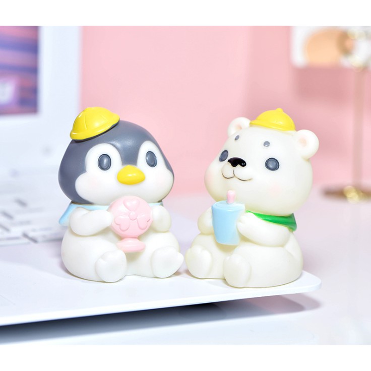 Búp bê gấu trắng và chim cánh cụt rỗng nhẹ thích hợp trang trí bánh, tiểu cảnh, terrarium, DIY