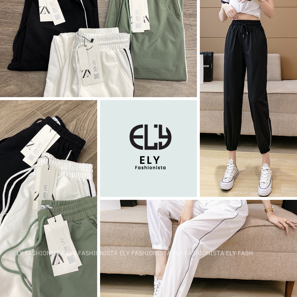 Quần jogger nữ trơn cạp chun chất liệu gió nhung cao cấp hàng VNXK viền ly phong cách thể thao năng động ELY231