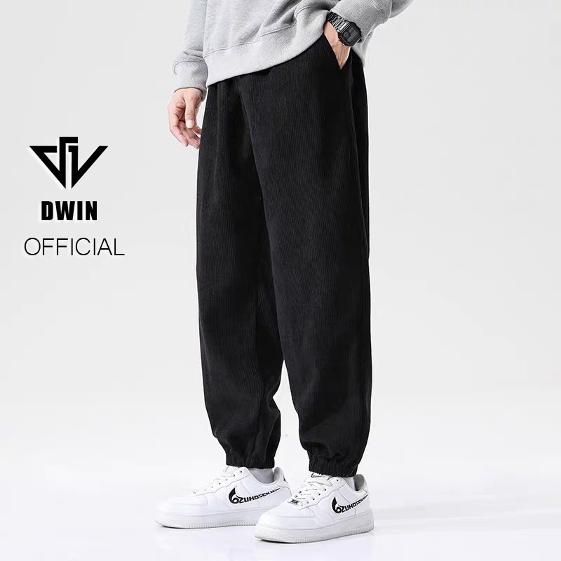 Quần jogger nam nữ Dwin bo ống basic unisex chất liệu nhung tăm cao cấp