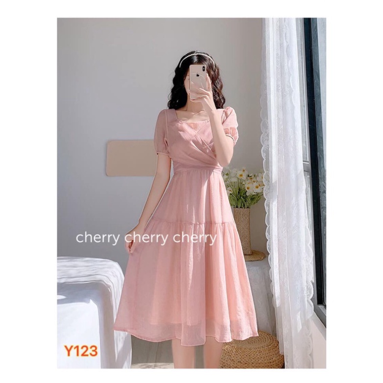 Váy hồng tiểu thư Y123