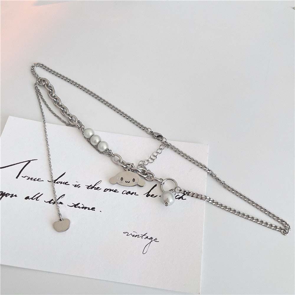 Vòng Cổ Choker Mặt Thỏ Hoạt Hình Đính Ngọc Trai Phong Cách Hàn Quốc Cho Nữ