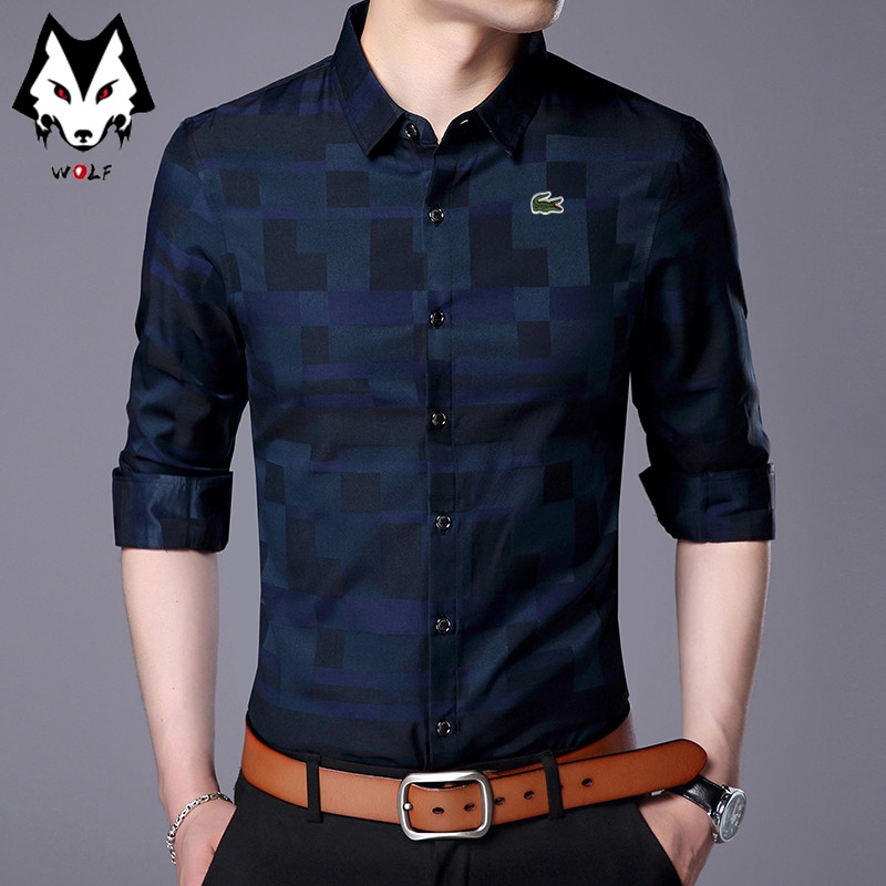 Áo Sơ Mi Nam Tay Dài Phong Cách Hàn Quốc 2 Màu Sắc Lựa Chọn