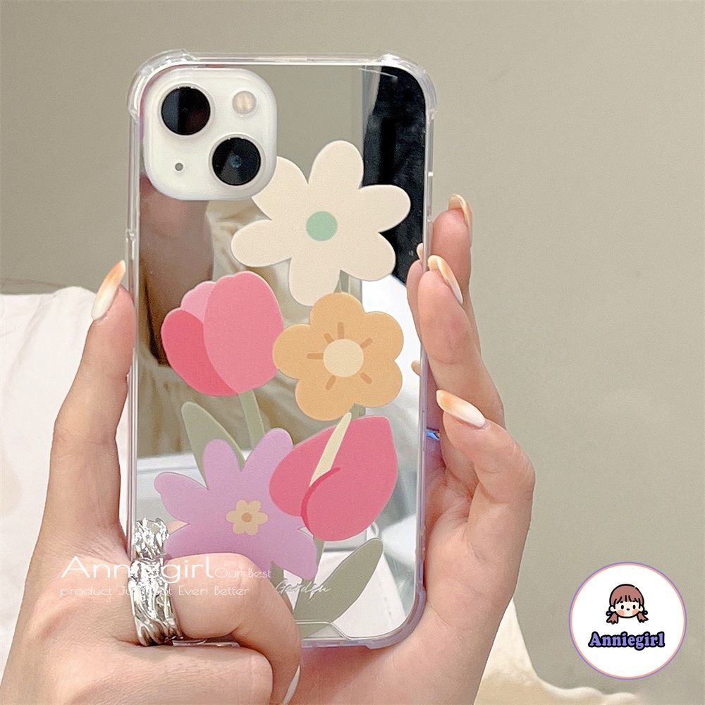 Ốp Điện Thoại TPU Mềm Có Gương Trang Điểm Hình Hoa Thời Trang Cho IPhone 13 12 11 Pro Max X XS XR 8 7 Plus