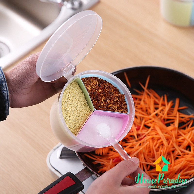 Hộp Đựng Gia Vị 3 Ngăn Tiện Lợi Cho Nhà Bếp
