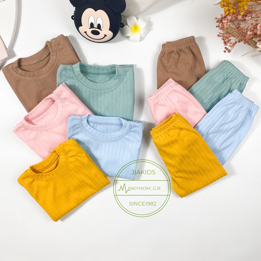 [SALE] Bộ Quần Áo Bé Gái, Bé Trai Minky Mom Vải Thun Gân Đũa Bảng Màu Pastel, Bộ Dài Tay Cho Bé Mặc Thu Đông MKMTD2149