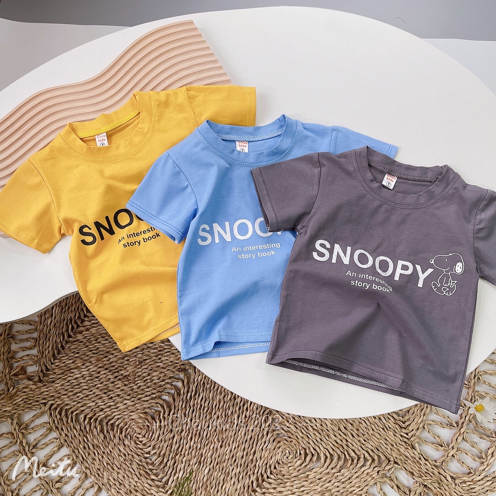 Áo thun bé trai, áo phông cổ tròn chất cotton SNOOPY cho bé