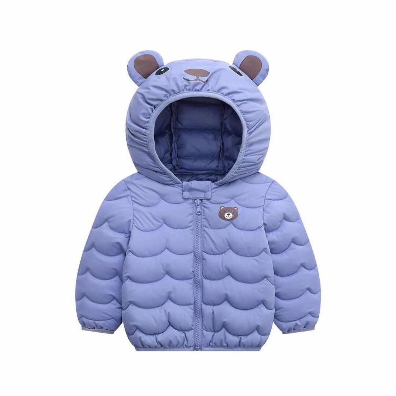 Áo khoác phao siêu nhẹ mũ gấu kute (Hàng Quảng Châu loại 1) cho bé trai,bé gái 1-5y