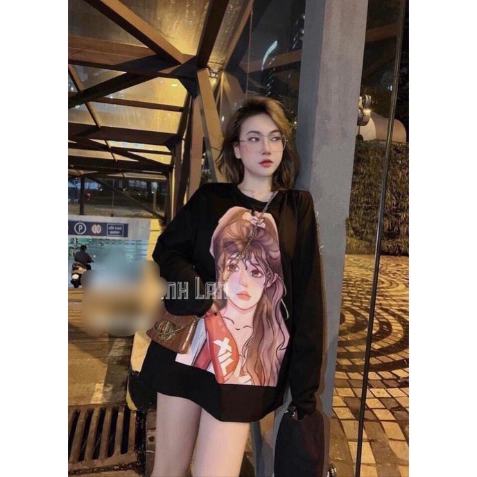 Áo thun dài tay nữ in hình cô gái siêu cute phong cách hàn quốc CAMASTORE M457