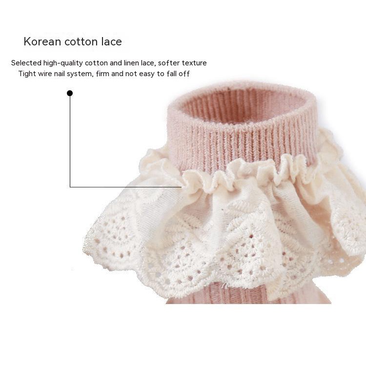 Giày Vớ cotton Đế Mềm Chống Rơi Phối Ren Kiểu Công Chúa Dễ Thương Dành Cho Trẻ Em Mới Biết Đi 2023