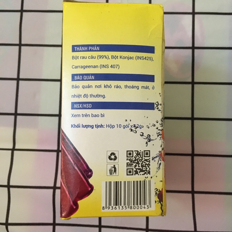 1 gói/ 12gam THẠCH RAU CÂU SÓC VÀNG - Nguyên Liệu Làm Thạch Rau Câu