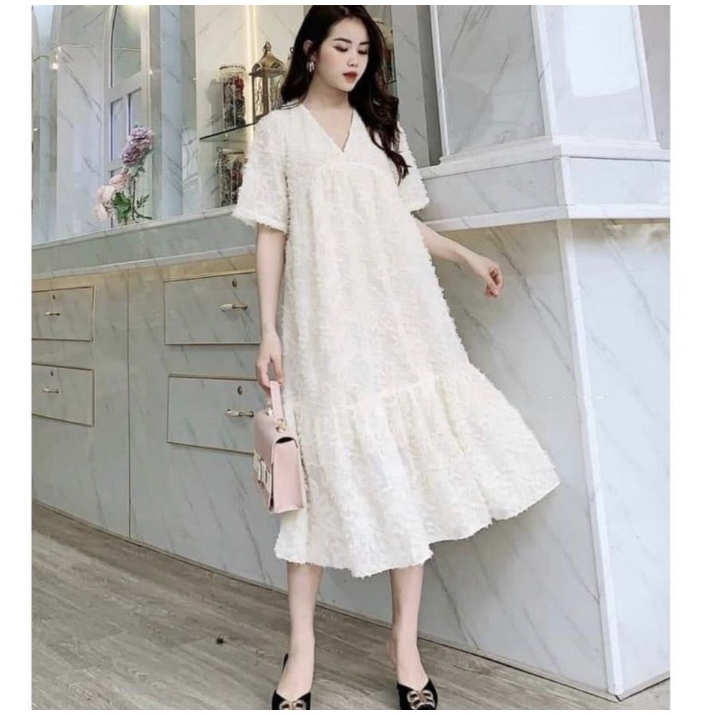 Đầm Bầu, Váy Bầu Thiết Kế Thời Trang Chất Vải Ren 2 Lớp Tay Ngắn, Tay Dài, Dáng Suông A086 Lin Store66