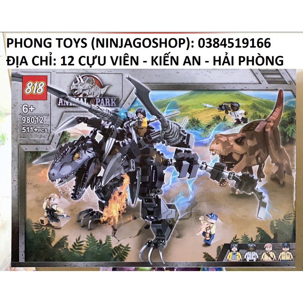 Lắp Ráp xếp hình Lego Jurassic World Dinosaur 98012 : KHỦNG LONG BẠO CHÚA T REX  511+ mảnh