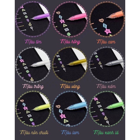 Bút GEL 9 Màu Nhũ Bóng Ngòi 0.5mm Tiện Lợi