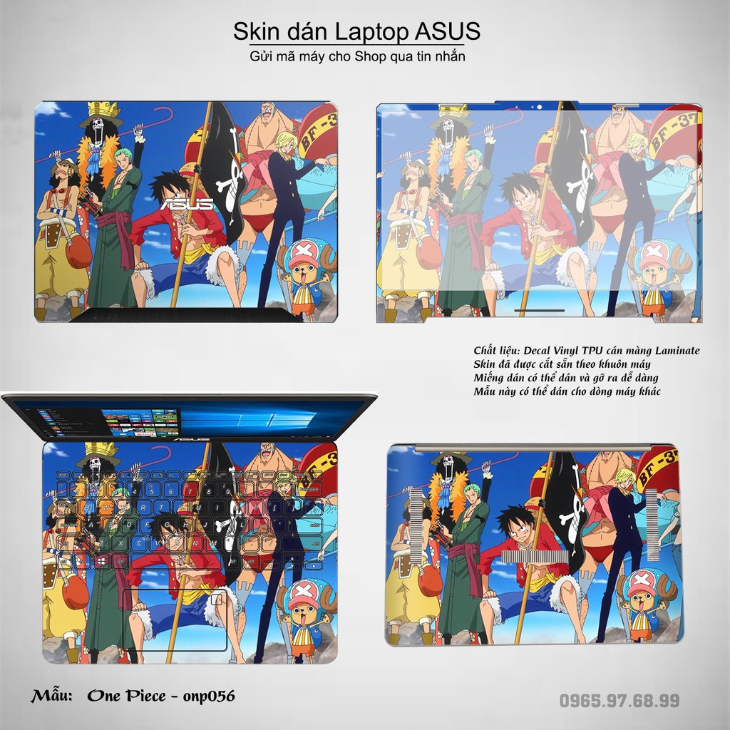 Skin dán Laptop Asus in hình Vua hải tặc (inbox mã máy cho Shop)
