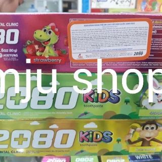 Kem đánh răng 2080 Kids (3 vị dâu, táo, Hương kẹo cao su)