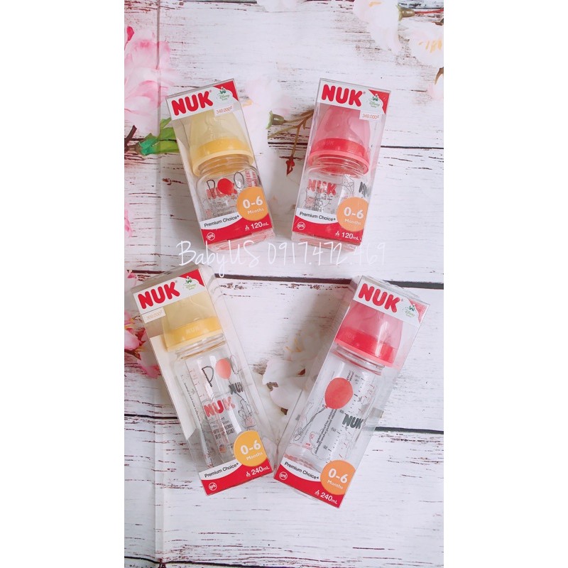 Bình sữa NUK Premium Choice+ thủy tinh 120ml núm ti S1 - M
