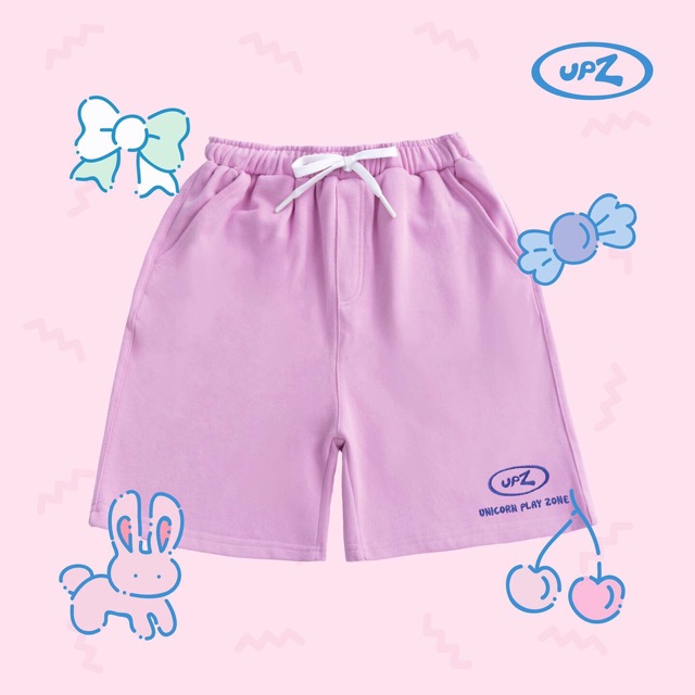 UPZ Quần Shorts Thun Thêu Logo (2 Màu)