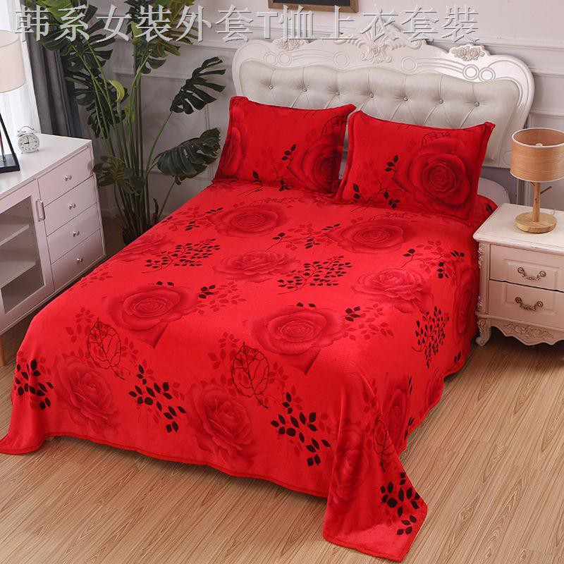 Bộ Chăn Ga Vỏ Gối Vải Flannel Lông Cừu San Hô Hai Mặt Thiết Kế Xinh Xắn