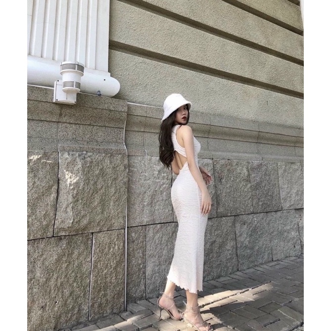 ĐẦM XỐP MIDI CUT OUT LƯNG 2M