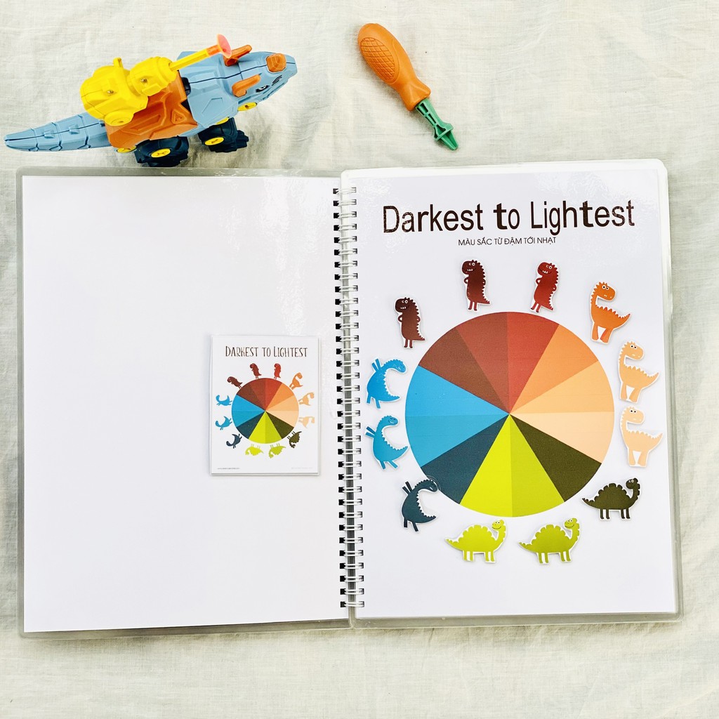 ( Giáo Dục Sớm Montessori ) Busy Book - Học Liệu Bóc Dán Khủng Long