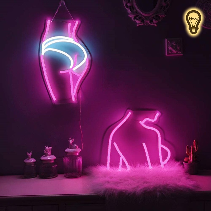 Đèn LED Neon thiết kế nhiều mẫu Cô Gái  trang trí decor phòng làm đèn ngủ quán tiệm PIN + USB MOXI