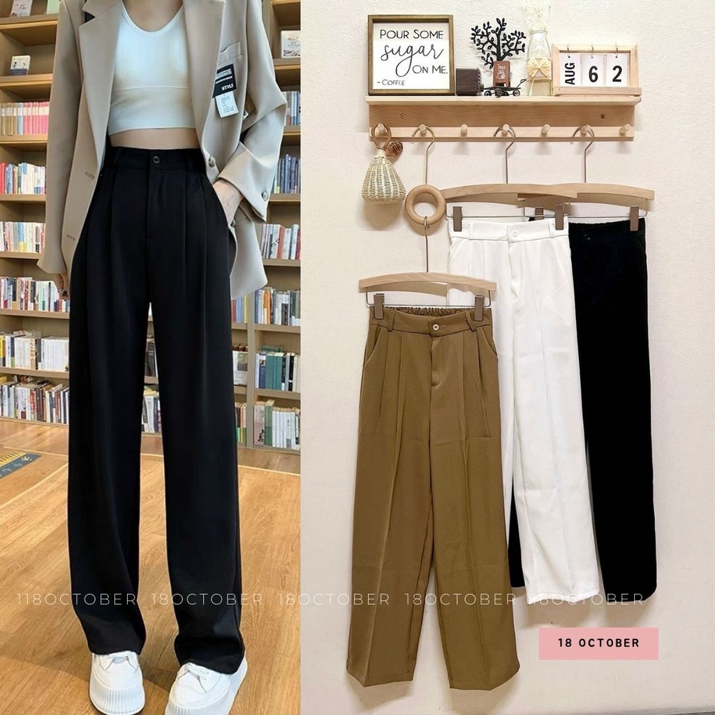 Quần ống suông ống rộng nữ cạp chun sau vải Ruby mềm mịn chất đẹp