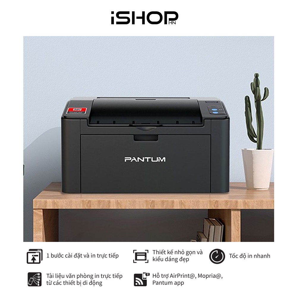 Máy in Laser PANTUM P2505W, in qua mạng Wifi, đen trắng, khổ giấy A4, tốc độ 22 trang/phút
