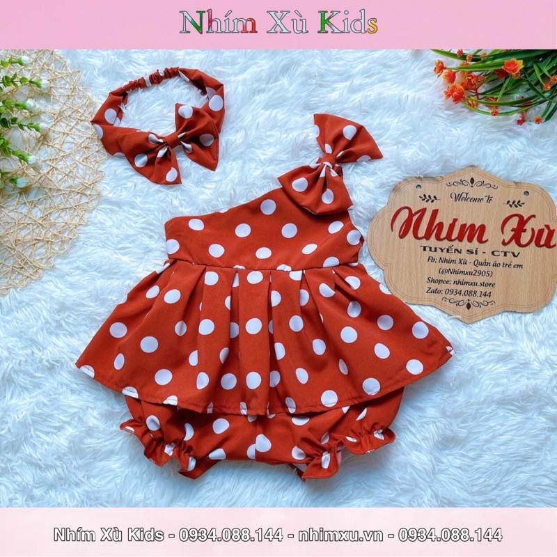 SET CHẤM BI CAM LỆCH VAI CHO BÉ (4-18kg)