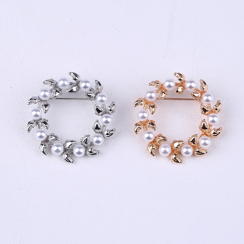 Ghim Cài Áo Hình Vòng Hoa Đính Đá Nhân Tạo Thời Trang Cho Nữ