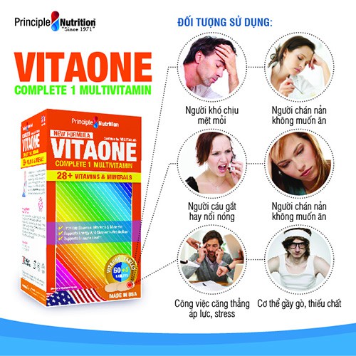 Viên uống Vitamin và Khoáng chất VITAONE PRINCIPLE NUTRITION USA hỗ trợ miễn dịch tăng sức đề kháng cải thiện đường ruột