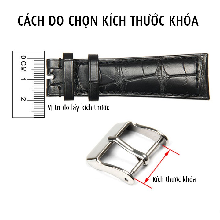 Khóa kim inox 304 mạ màu cao cấp bền màu dành cho dây da đồng hồ nam phong cách đơn giản, cổ điển - K2002