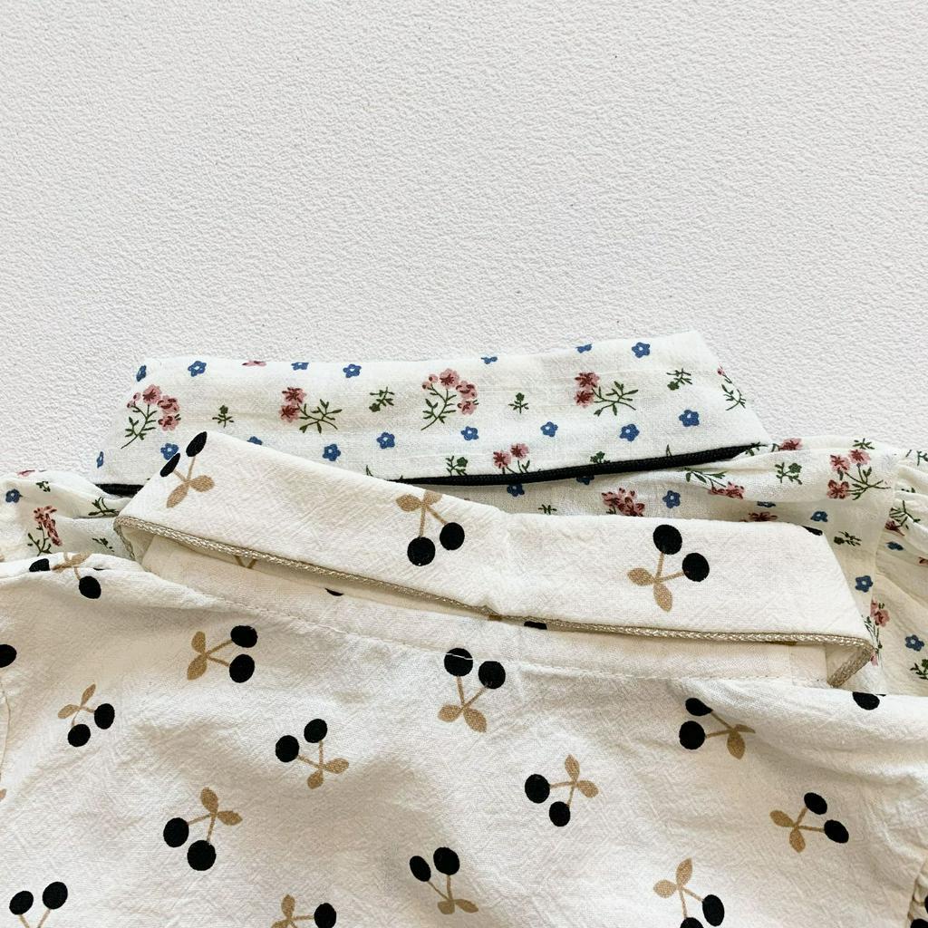 Set áo liền quần + mũ vải in hoa dễ thương cho bé gái