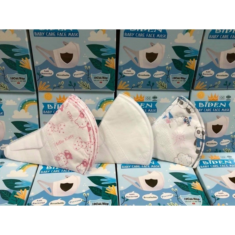 Khẩu trang 3D trẻ em Cửu Long(1-5t)quai vải hộp 10c