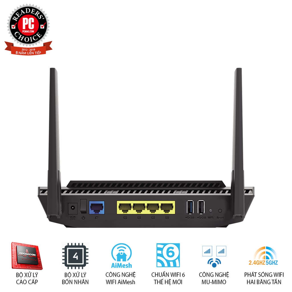 Bộ phát wifi 6 Asus RT-AX56U AX1800Mbps (Chính hãng Asus Việt Nam)