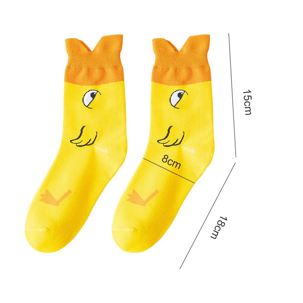 Tất cotton cổ cao in hình vịt vàng dễ thương cho nữ
