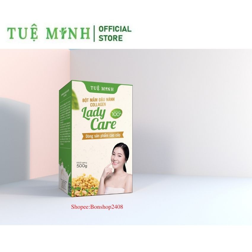 [FREE SHIP]Bột mầm đậu nành nguyên xơ Tuệ Minh, mầm đậu nành tăng vòng 1 hộp 500gr giúp làm đẹp tự nhiên