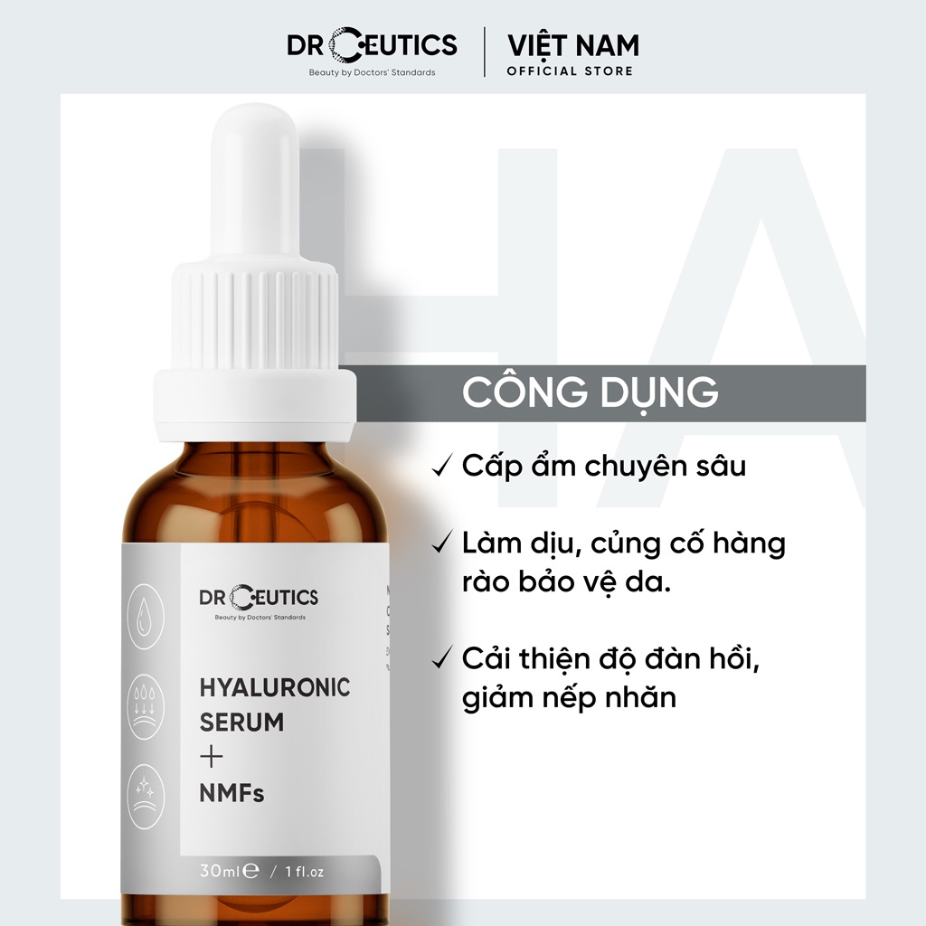 DrCeutics Serum HA Cấp Ẩm Và Căng Bóng Da Hyaluronic Acid + NMFs
