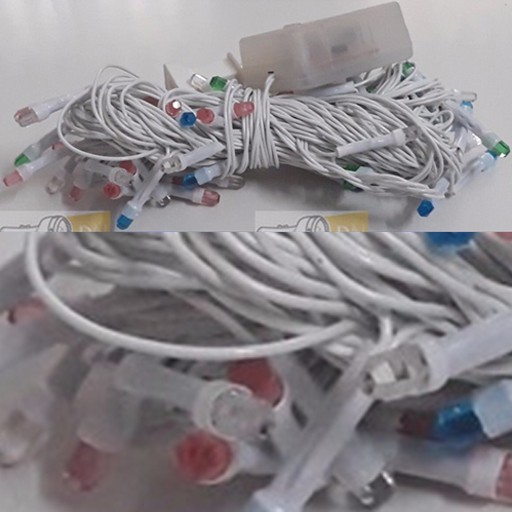 Dây đèn chớp lục giác nhỏ dây trắng (dây đen) 8m - 50 bóng ánh sáng đủ màu