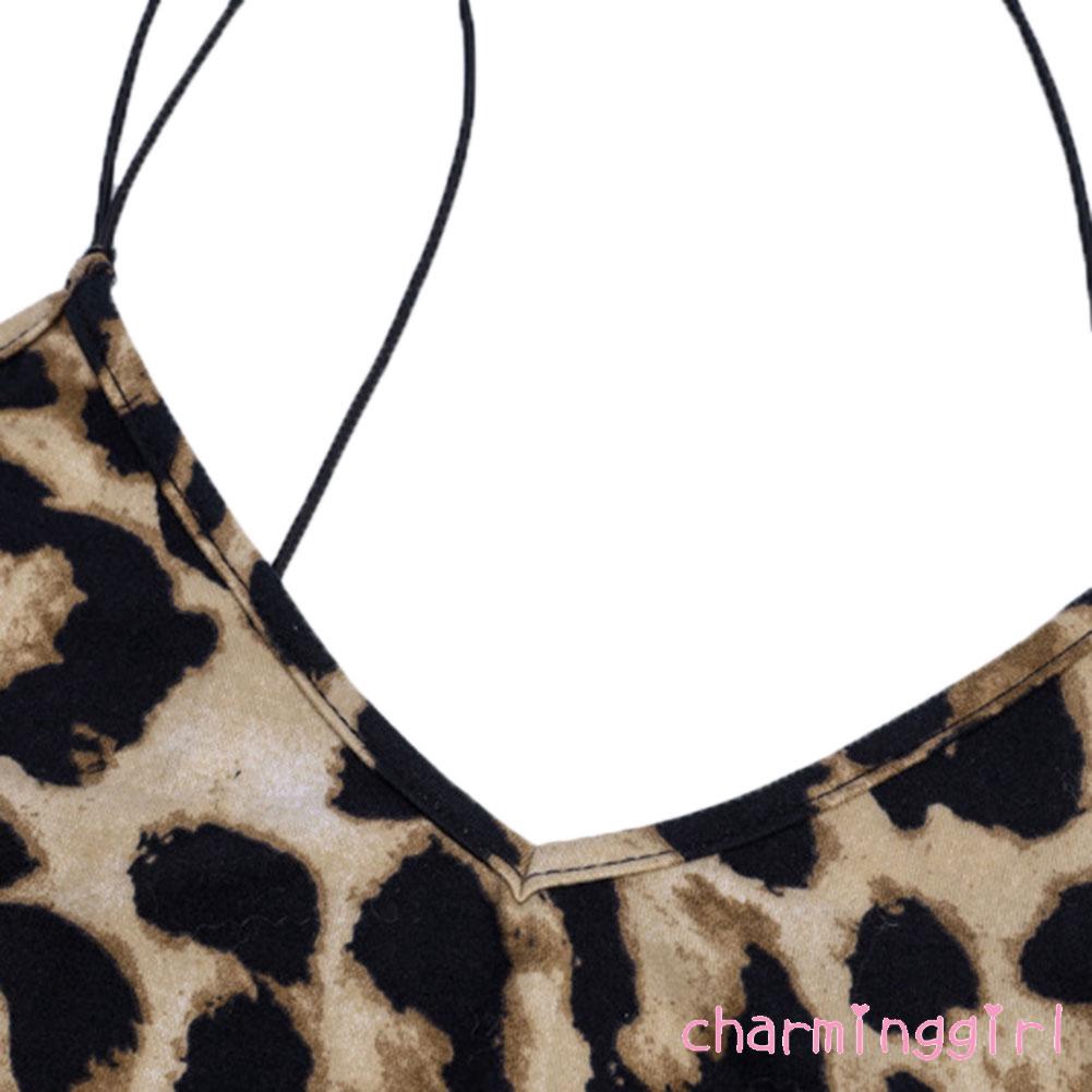 Đầm maxi cổ chữ V in họa tiết da báo gợi cảm cho nữ