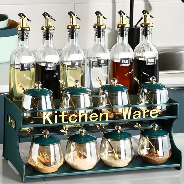 (Có sẵn ) Bộ hũ gia vị kitchen ware thuỷ tinh cao cấp