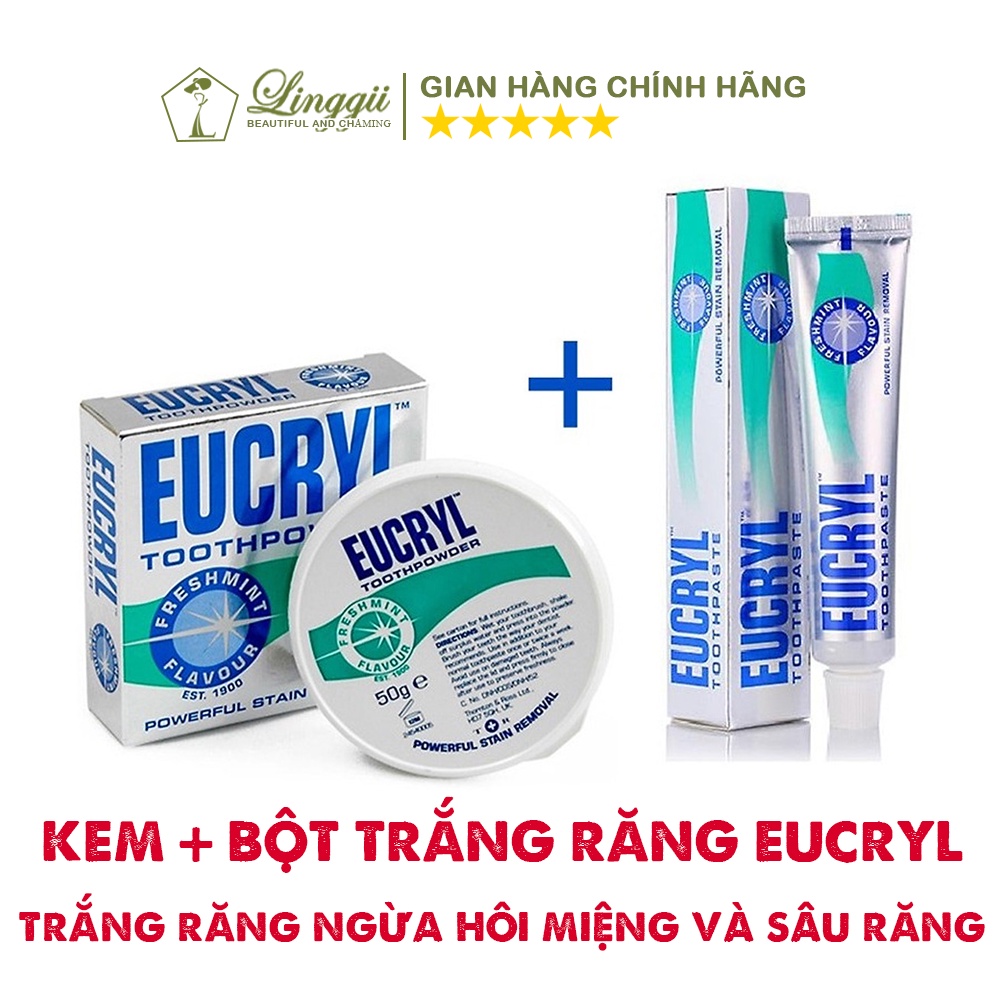 Kem Đánh Răng Tẩy Trắng Eucryl Toothpaste 62g Bột trắng răng  Anh Quốc Chính hãng